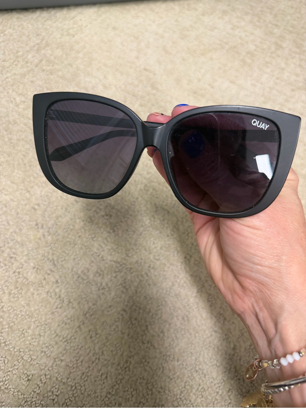 Quay Australia Black Cat Eye Sunglasses with Dark Lenses